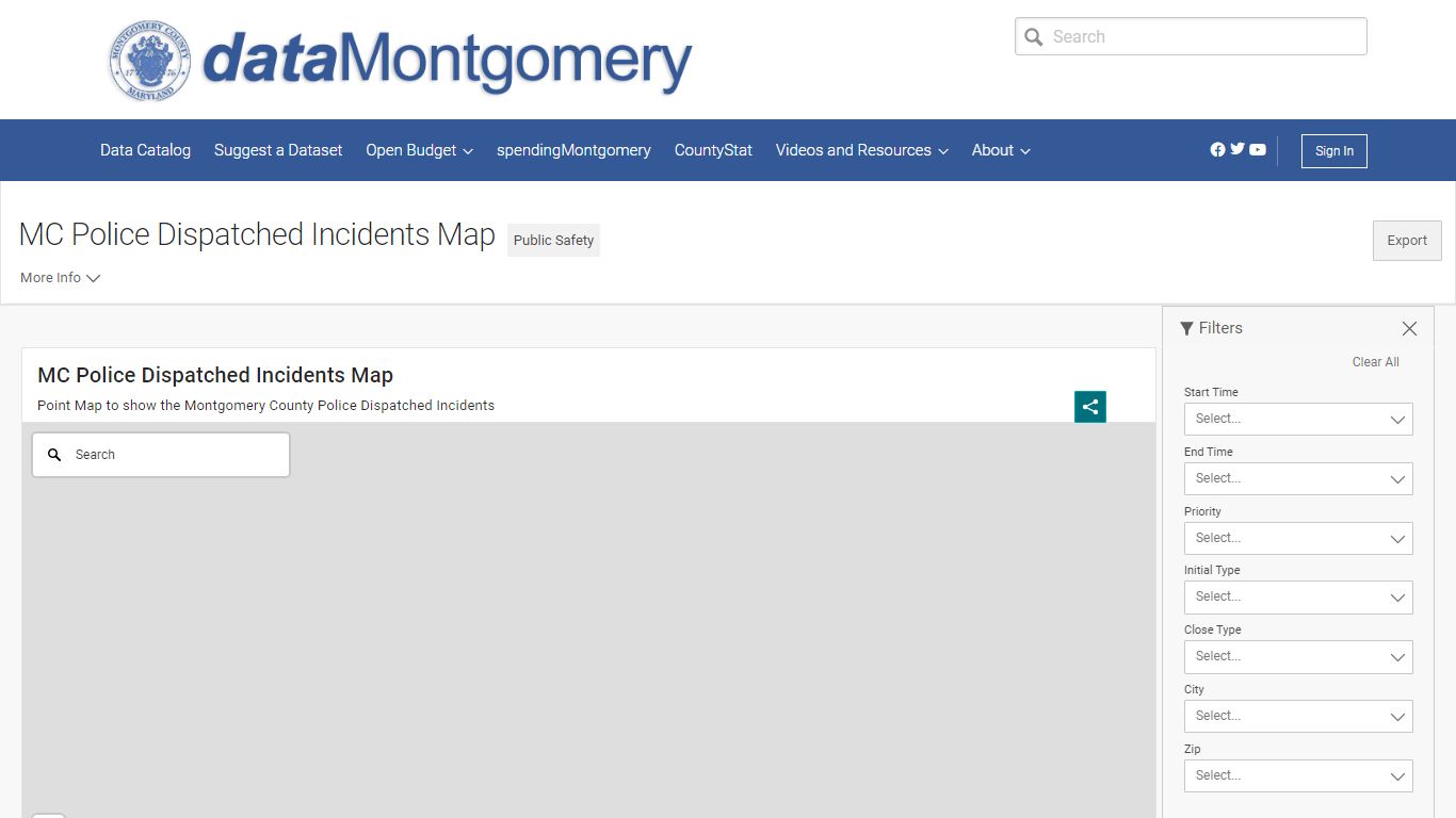 MC Police Dispatched Incidents Map | Open Data Portal